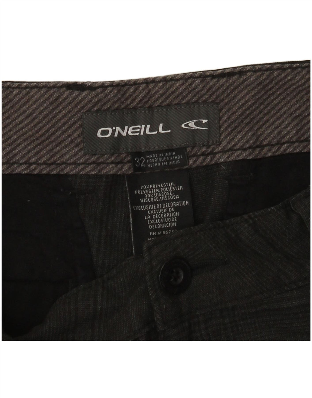 O'NEILL Mens Chino Shorts W32 Medium  Grey Check Polyester