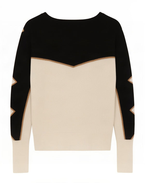 Reiss Womens Boat Neck Jumper Sweater UK 10 Small White Colourblock Wool