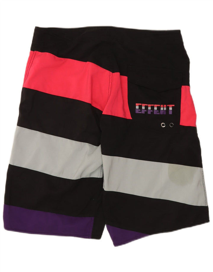 EFFEKT Mens Graphic Swimming Shorts Large Multicoloured Striped Cotton