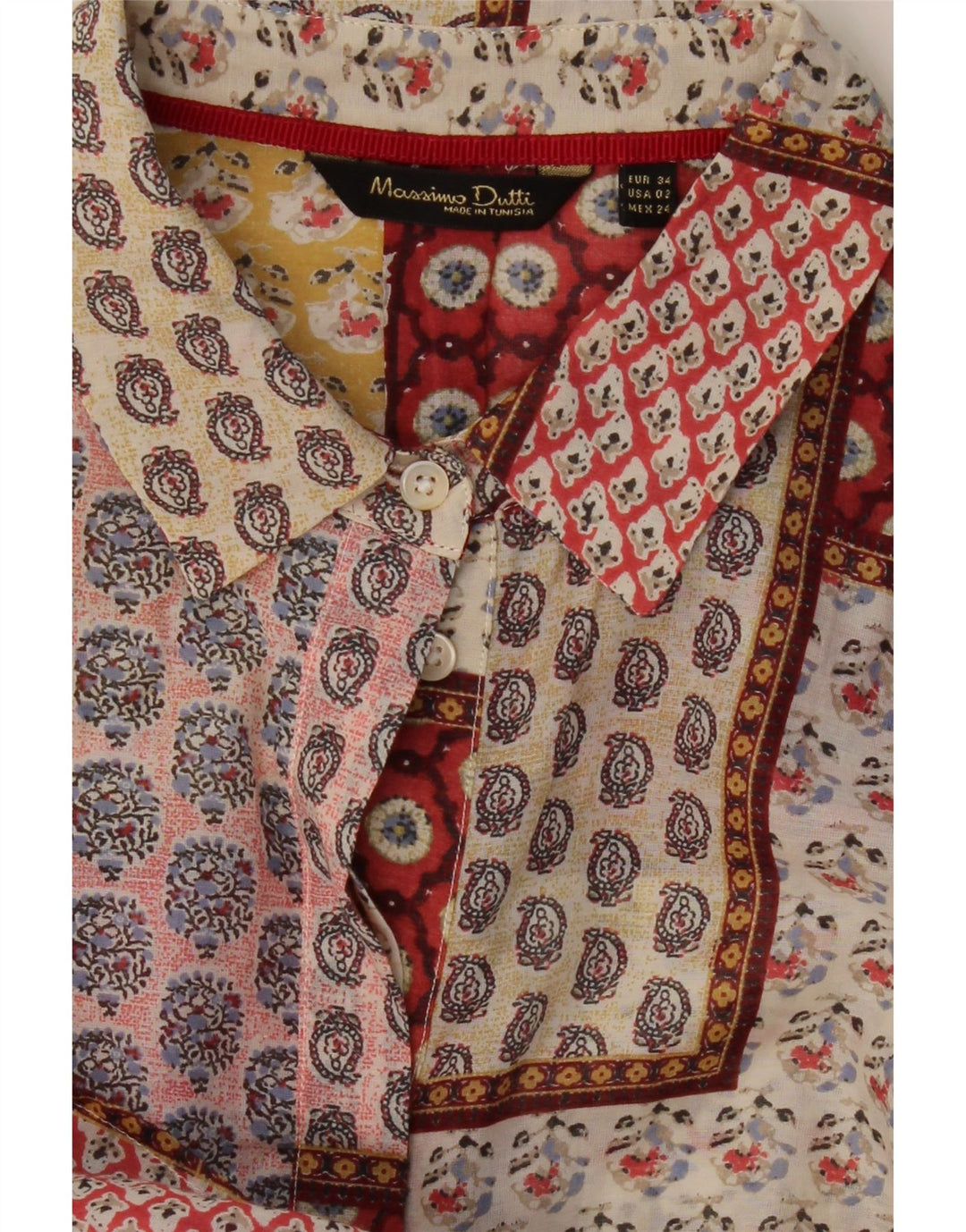 MASSIMO DUTTI Womens Shirt EU 34 2XS Multicoloured Patchwork Vintage Massimo Dutti and Second-Hand Massimo Dutti from Messina Hembry 