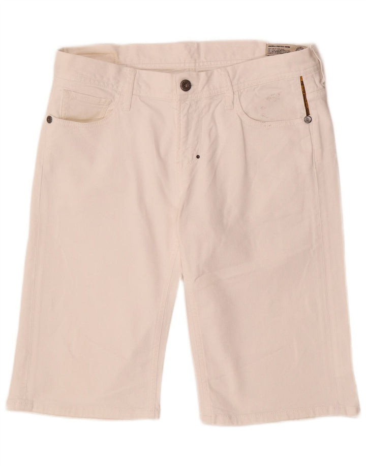 Meltin' Pot Mens Denim Shorts W34 Large White Cotton