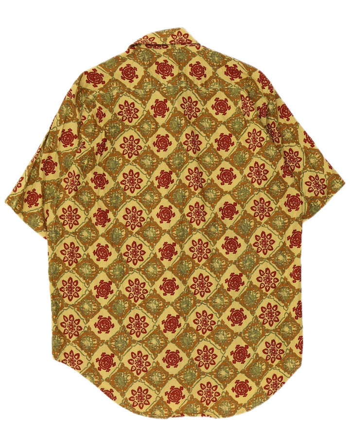 Sisley Mens Short Sleeve Shirt Medium Yellow Geometric