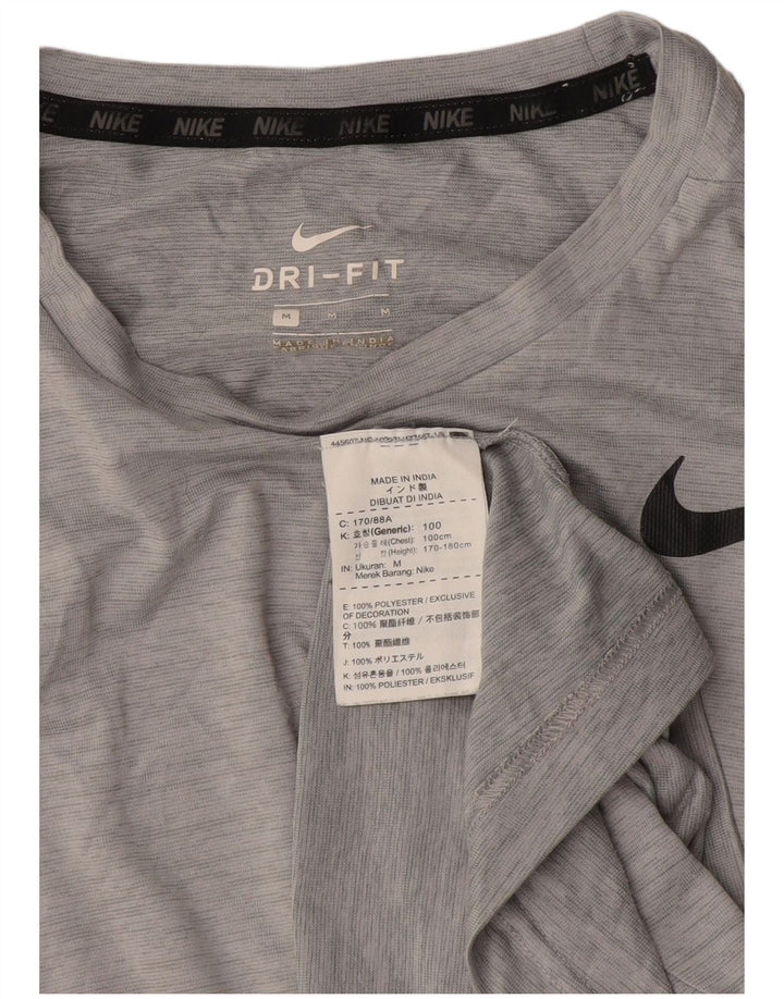Nike Mens Dri Fit T-Shirt Top Medium Grey Flecked Polyester