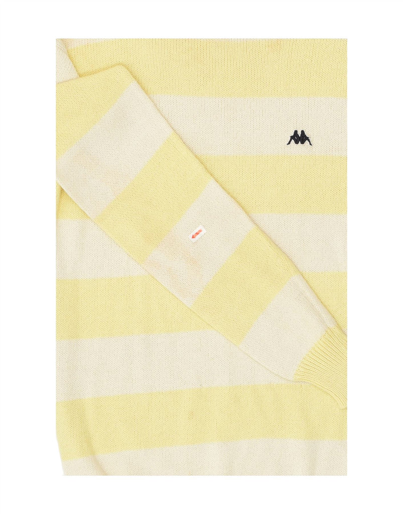 KAPPA Womens Boat Neck Jumper Sweater UK 14 Medium Yellow Colourblock | Vintage Kappa | Thrift | Second-Hand Kappa | Used Clothing | Messina Hembry 