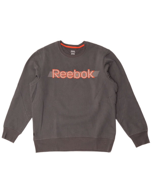 Reebok Mens Graphic Sweatshirt Jumper Medium Grey Cotton