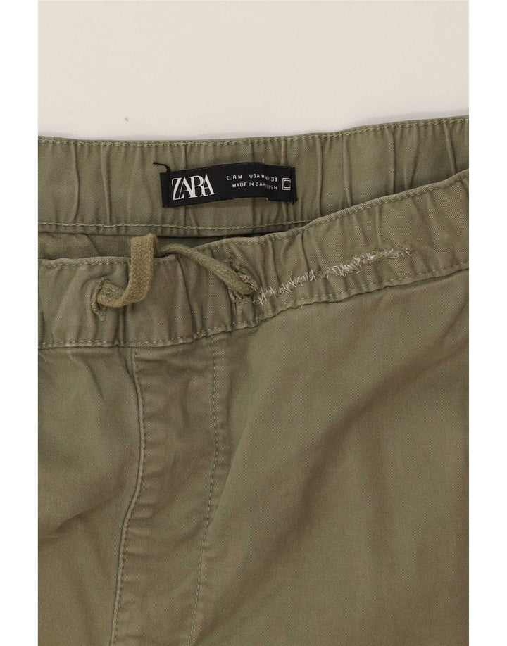 Zara Mens Joggers Cargo Trousers Medium W32 L26 Khaki