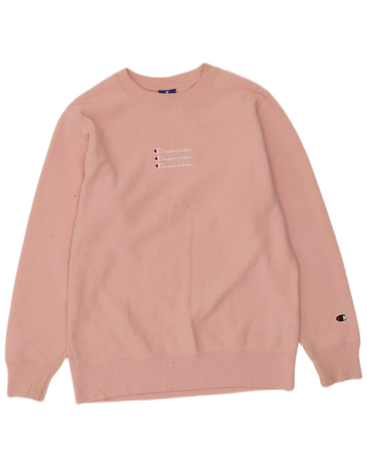 Champion Womens Oversized Sweatshirt Jumper UK 10 Small Pink Cotton
