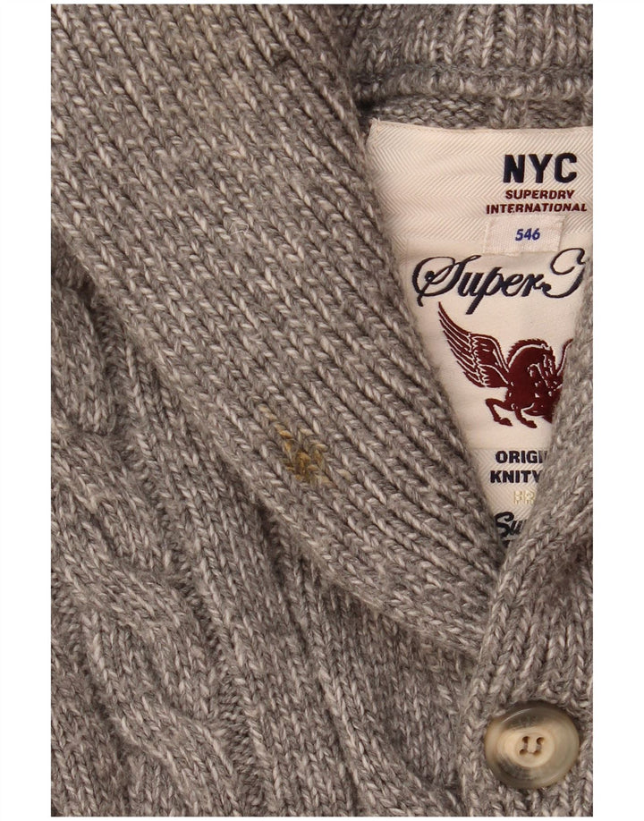 Superdry Mens Cardigan Sweater Medium Grey Flecked Acrylic