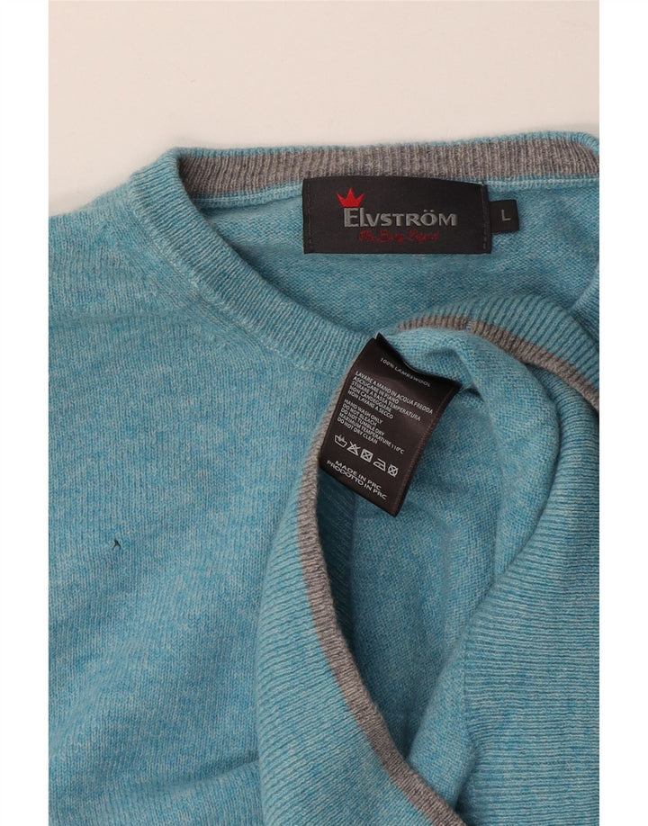 Elvstrom Mens Crew Neck Jumper Sweater Large Blue Flecked Wool