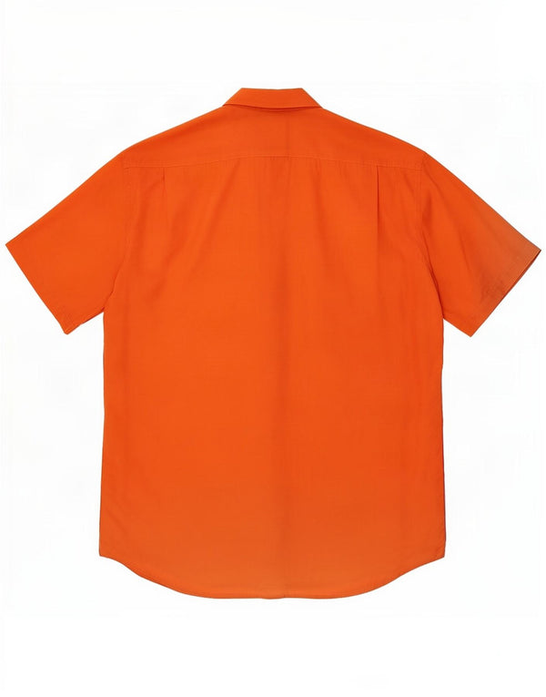 Vintage Mens Short Sleeve Shirt Large Orange Silk
