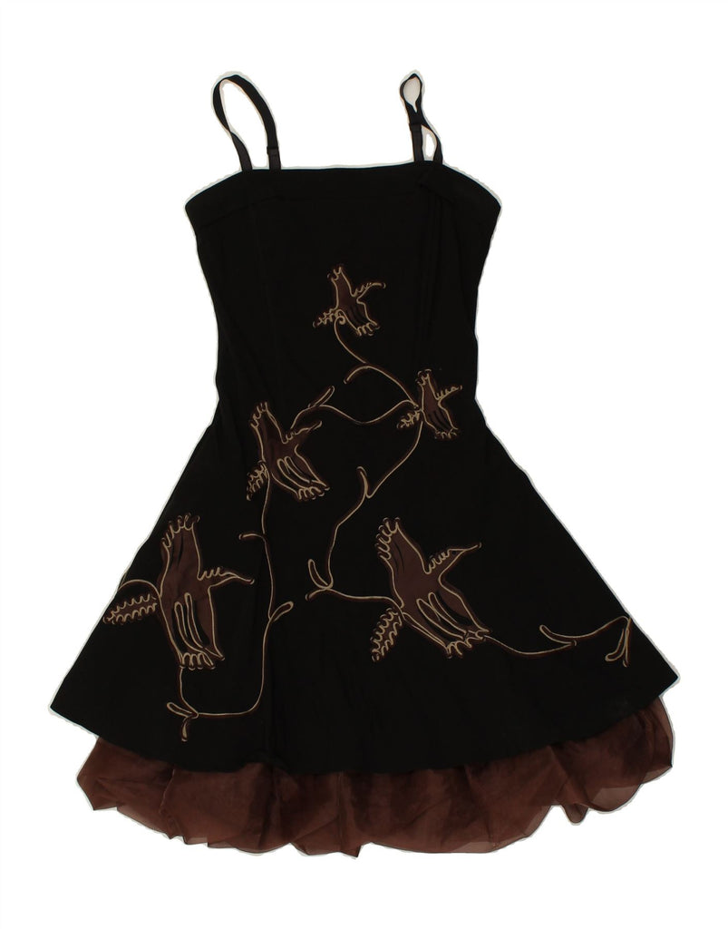 JUST CAVALLI Womens Graphic Swing Dress UK 10 Small  Black Geometric | Vintage Just Cavalli | Thrift | Second-Hand Just Cavalli | Used Clothing | Messina Hembry 