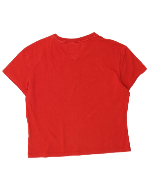 TOMMY HILFIGER Womens Oversized Graphic T-Shirt Top UK 10 Small Red