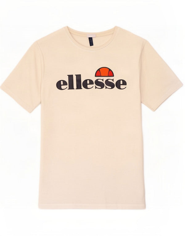 Ellesse Womens Graphic T-Shirt Top UK 14 Large Off White Cotton