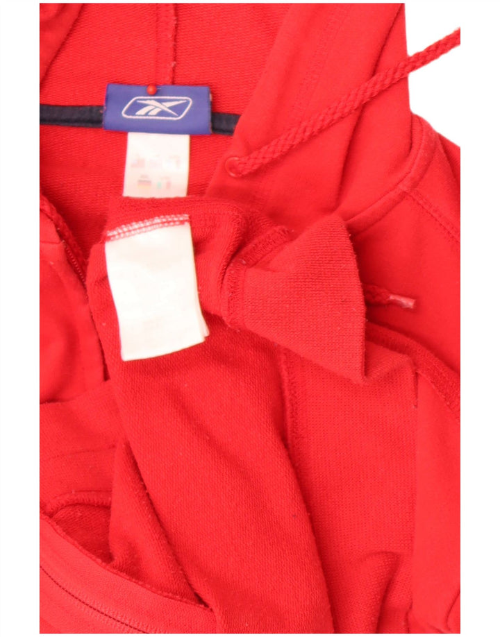 Reebok Womens Graphic Zip Hoodie Sweater UK 14 Medium Red Polyester