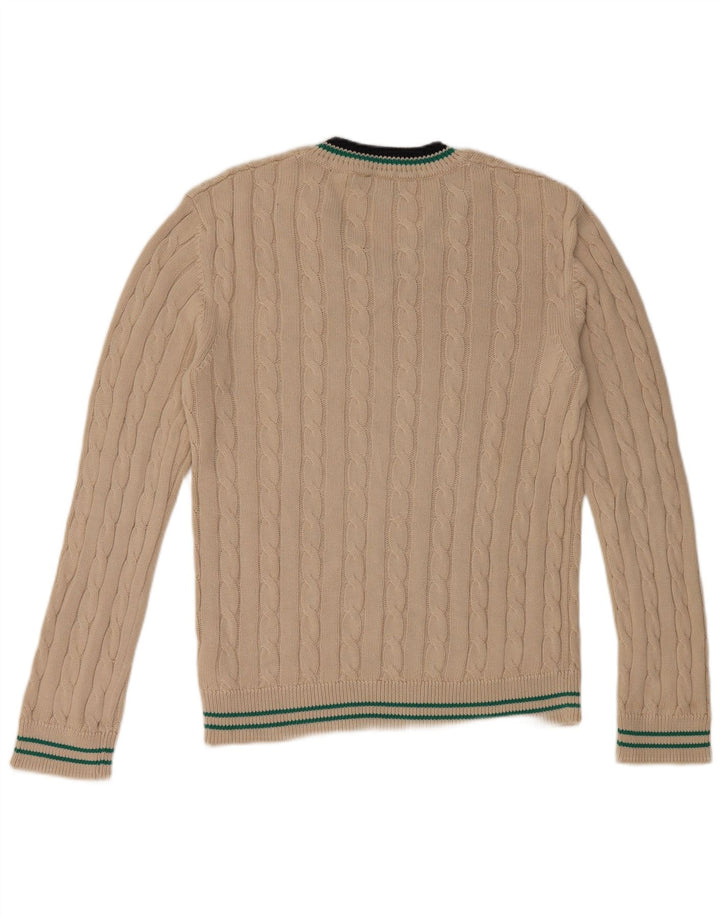 LYLE & SCOTT Boys V-Neck Jumper Sweater 15-16 Years Beige Cotton