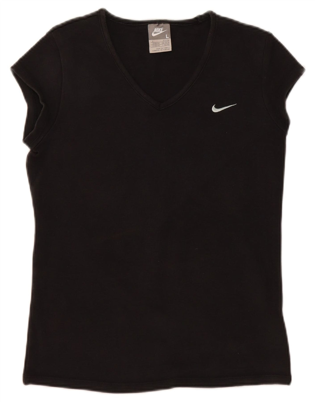 NIKE Womens T-Shirt Top UK 14/16 Large Black Cotton