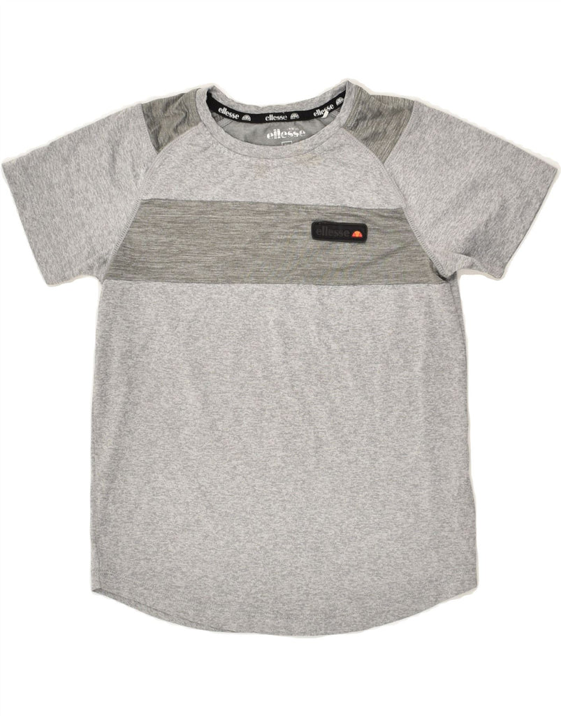 ELLESSE Boys Jersey Top 7-8 Years Grey Striped Polyester | Vintage Ellesse | Thrift | Second-Hand Ellesse | Used Clothing | Messina Hembry 