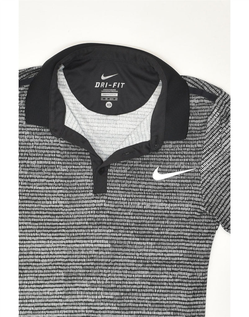 NIKE Mens Dri Fit Abstract Pattern Polo Shirt XS Black Cotton | Vintage Nike | Thrift | Second-Hand Nike | Used Clothing | Messina Hembry 