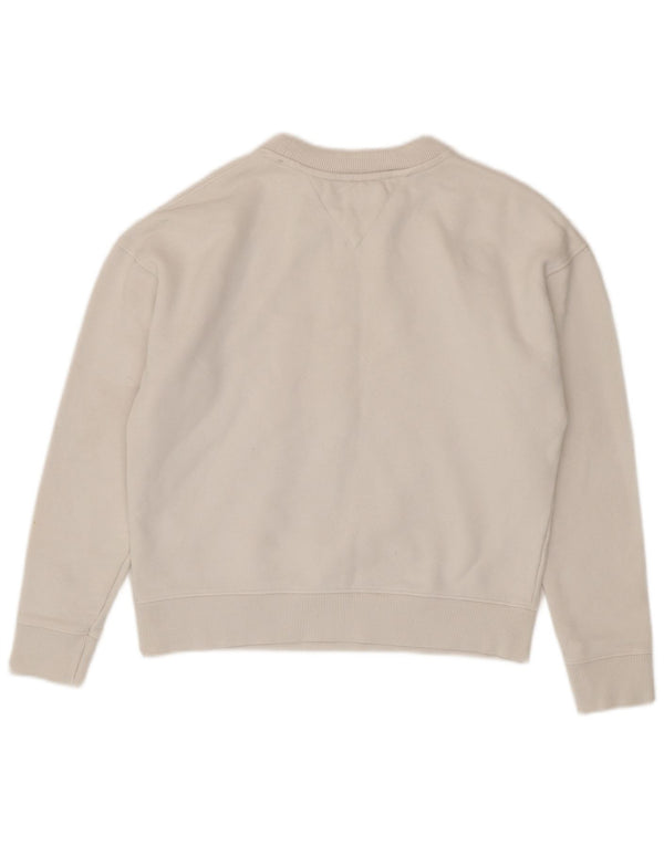 Tommy Hilfiger Womens Crop Graphic Sweatshirt Jumper UK 10 Small White