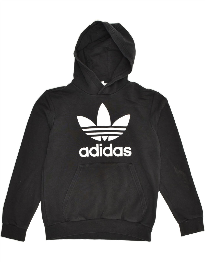 ADIDAS Boys Graphic Hoodie Jumper 11-12 Years Medium  Black Cotton | Vintage Adidas | Thrift | Second-Hand Adidas | Used Clothing | Messina Hembry 