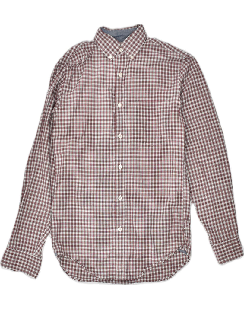 J. CREW Mens Shirt XS Burgundy Check Cotton | Vintage | Thrift | Second-Hand | Used Clothing | Messina Hembry 