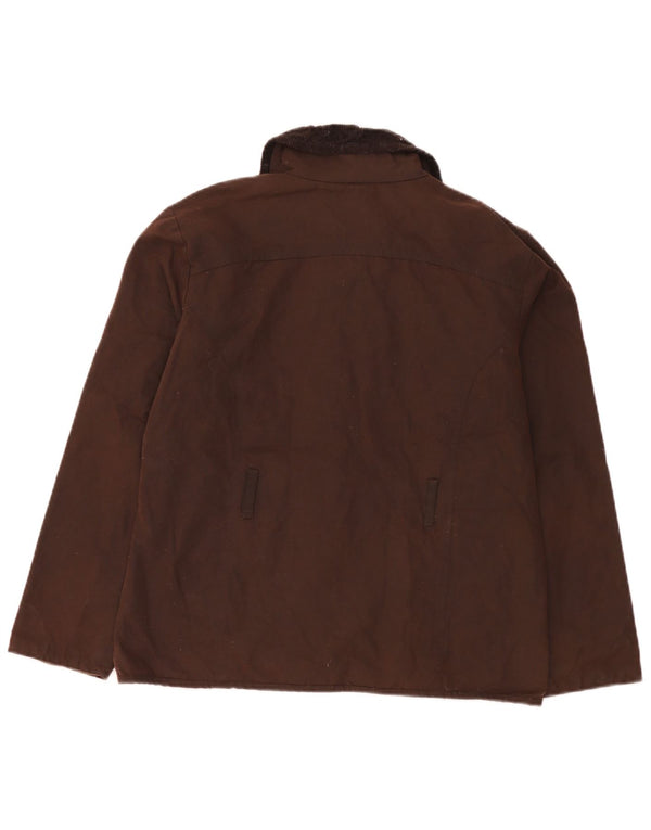 Vintage Womens Waxed Cotton Jacket UK 14 Medium Brown