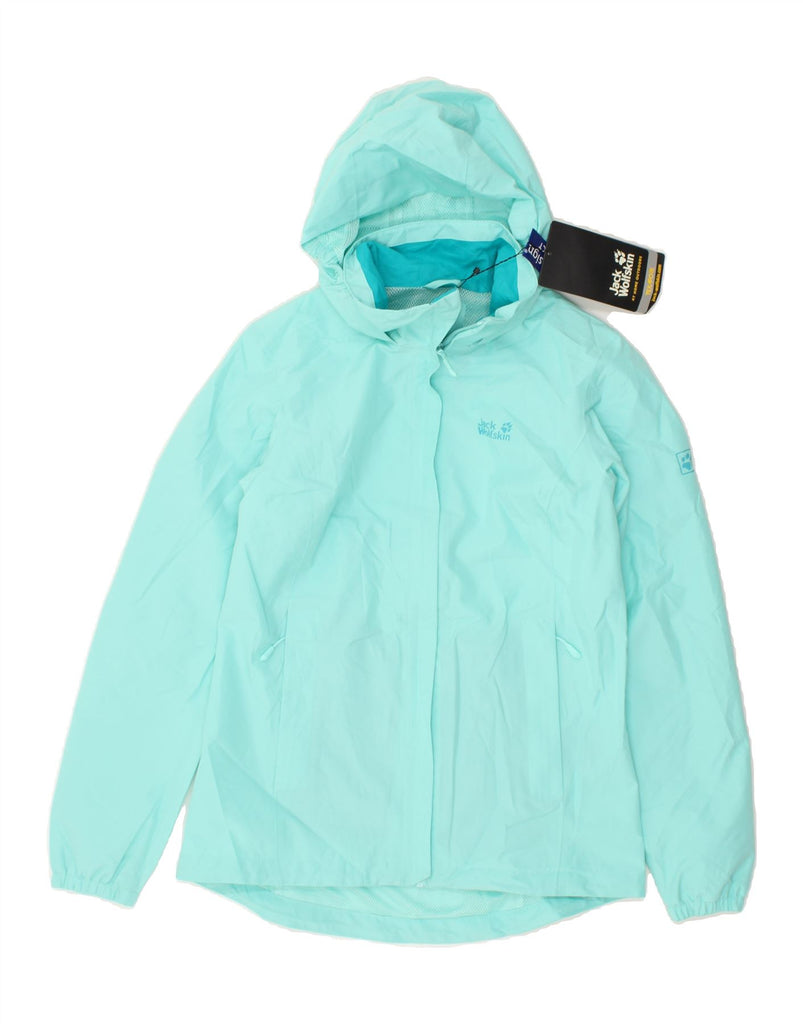 JACK WOLFSKIN Womens Hooded Rain Jacket UK 8/10 Small Turquoise Polyester | Vintage Jack Wolfskin | Thrift | Second-Hand Jack Wolfskin | Used Clothing | Messina Hembry 