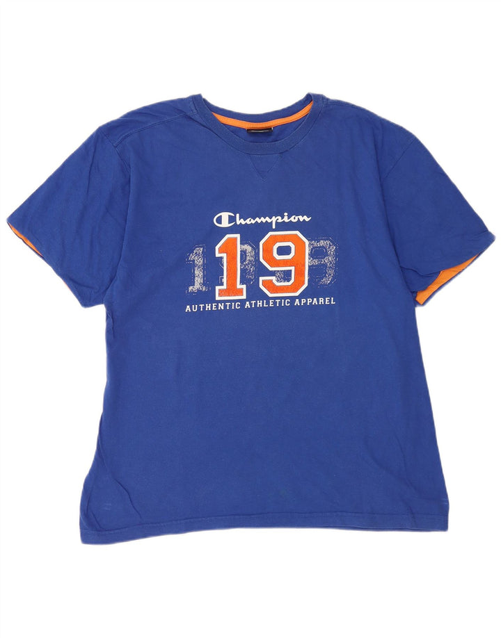 Champion Mens Graphic T-Shirt Top XL Blue