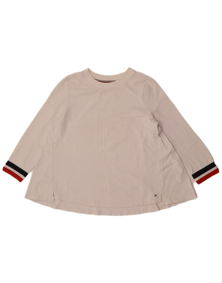 Tommy Hilfiger Womens Top 3/4 Sleeve UK 10 Small White Striped
