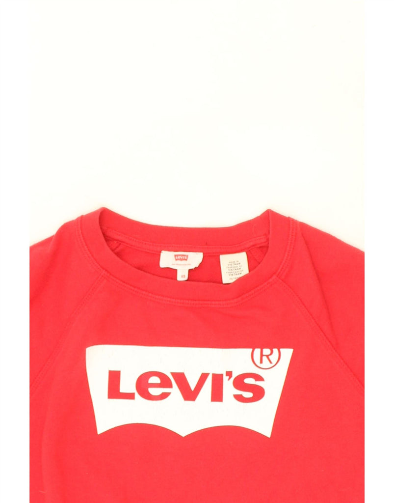 LEVI'S Womens Graphic Sweatshirt Jumper UK 6 XS Red Cotton | Vintage Levi's | Thrift | Second-Hand Levi's | Used Clothing | Messina Hembry 