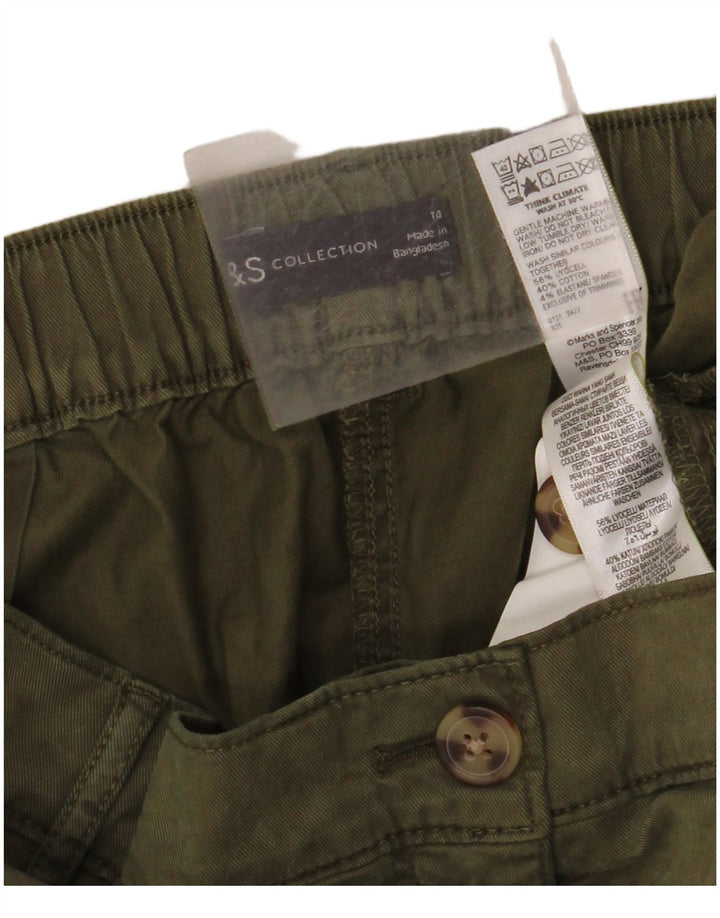 Marks & Spencer Womens Regular Cropped Trousers UK 14 Large W34 L23 Khaki