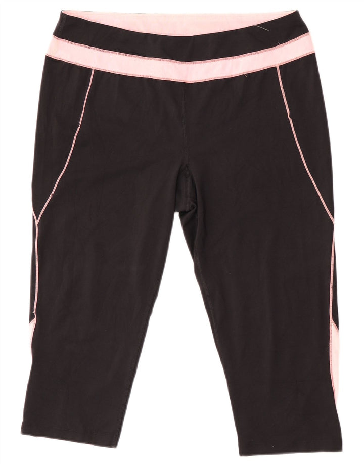 Fila Womens Capri Leggings UK 14 Large Black Colourblock Polyester