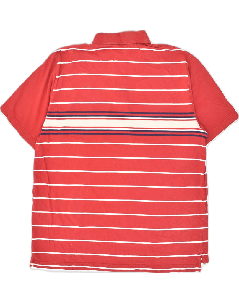 EDDIE BAUER Mens Polo Shirt Large Red Striped Cotton | Vintage Eddie Bauer | Thrift | Second-Hand Eddie Bauer | Used Clothing | Messina Hembry 