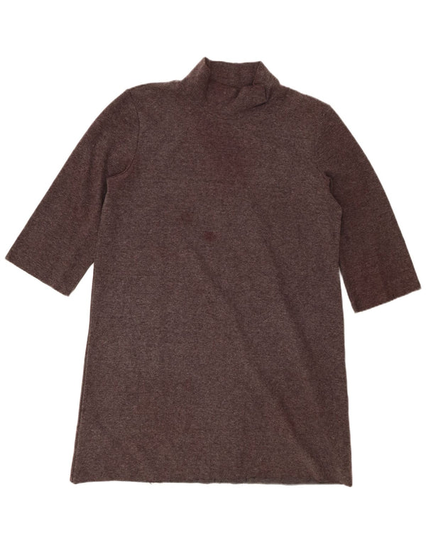 Zara Womens 3/4 Sleeve Jumper Dress UK 16 Large Brown Polyester