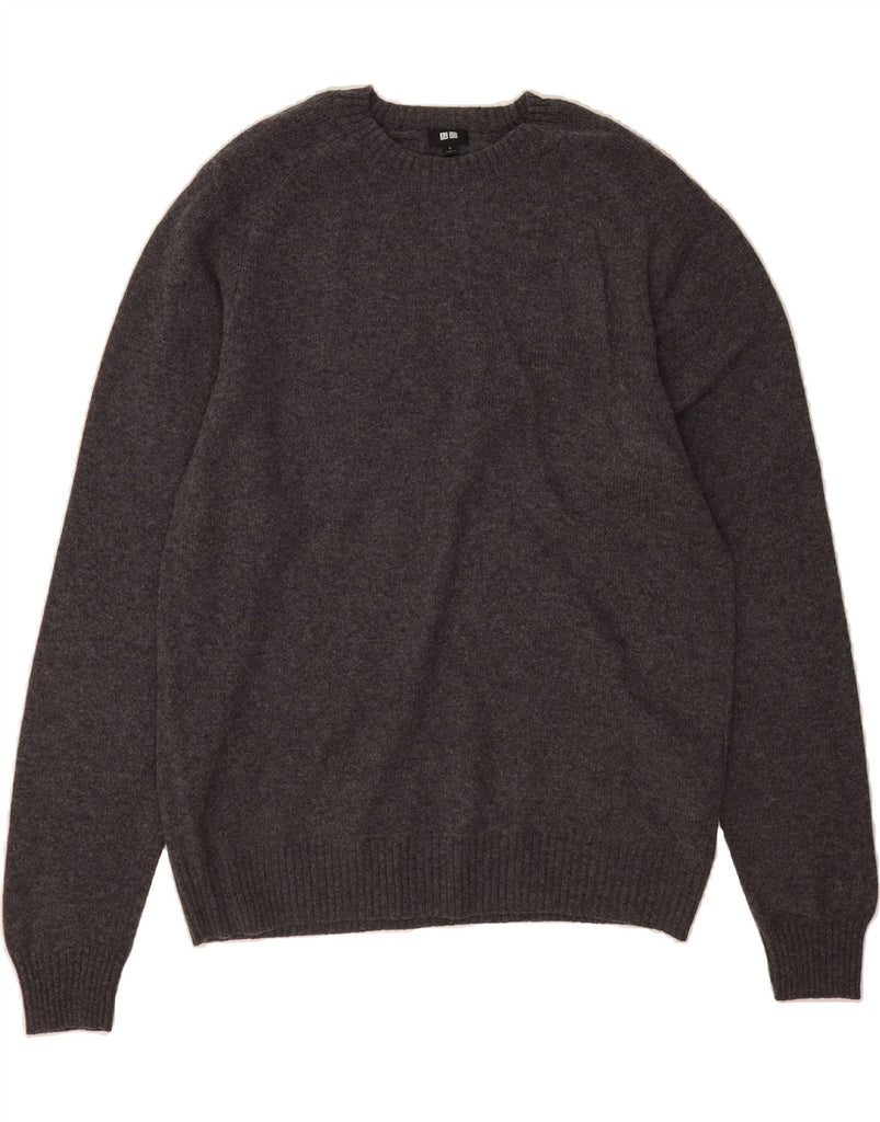 UNIQLO Mens Crew Neck Jumper Sweater Large Grey Wool Vintage Uniqlo and Second-Hand Uniqlo from Messina Hembry 