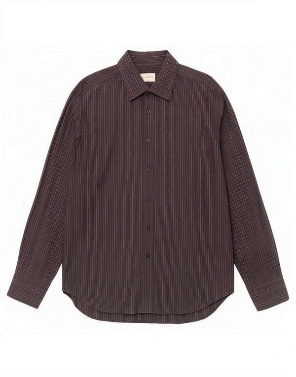 Trussardi Mens Shirt Size 42 16 1/2 Large Black Striped Cotton