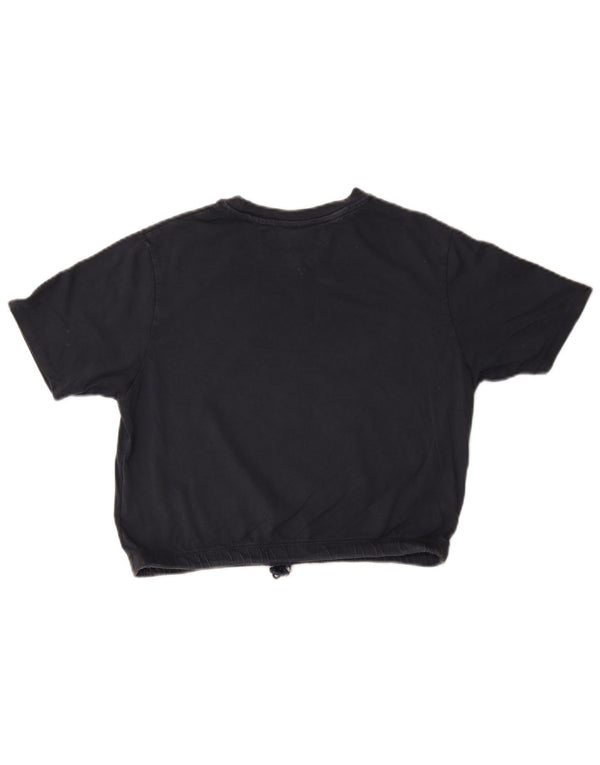 Tommy Hilfiger Womens Crop Graphic T-Shirt Top UK 10 Small Navy Blue Cotton