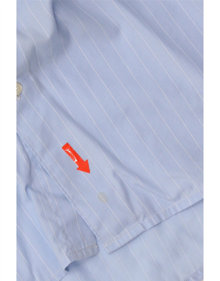 Lacoste Mens Shirt Size 42 Large Blue Pinstripe Cotton