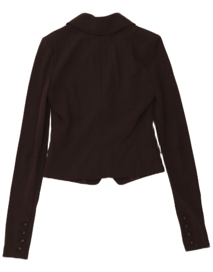 Patrizia Pepe Womens 2 Button Crop Blazer Jacket IT 44 Medium Brown Wool
