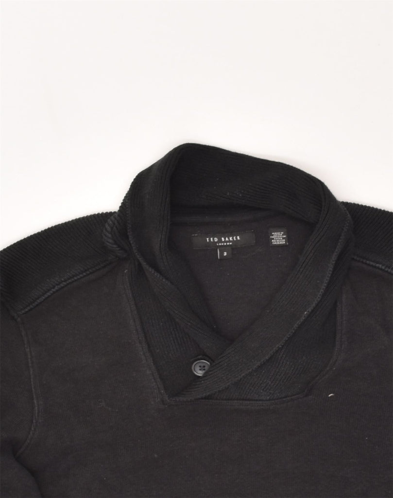 TED BAKER Mens Shawl Neck Jumper Sweater Size 3 Medium Black Cotton | Vintage Ted Baker | Thrift | Second-Hand Ted Baker | Used Clothing | Messina Hembry 