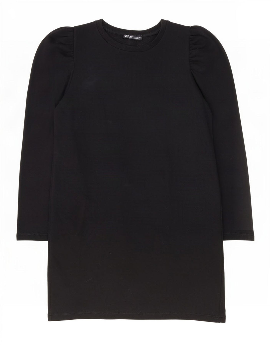 Zara Womens Long Sleeve Shift Dress UK 14 Medium Black Cotton