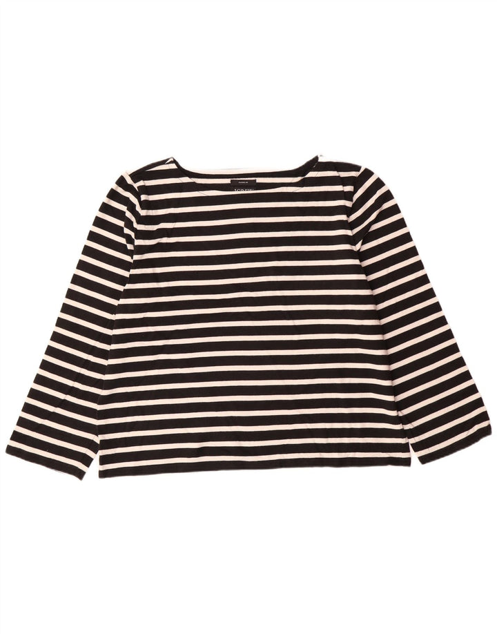 J. CREW Womens Classic Fit Top 3/4 Sleeve UK 18 XL Black Striped Cotton