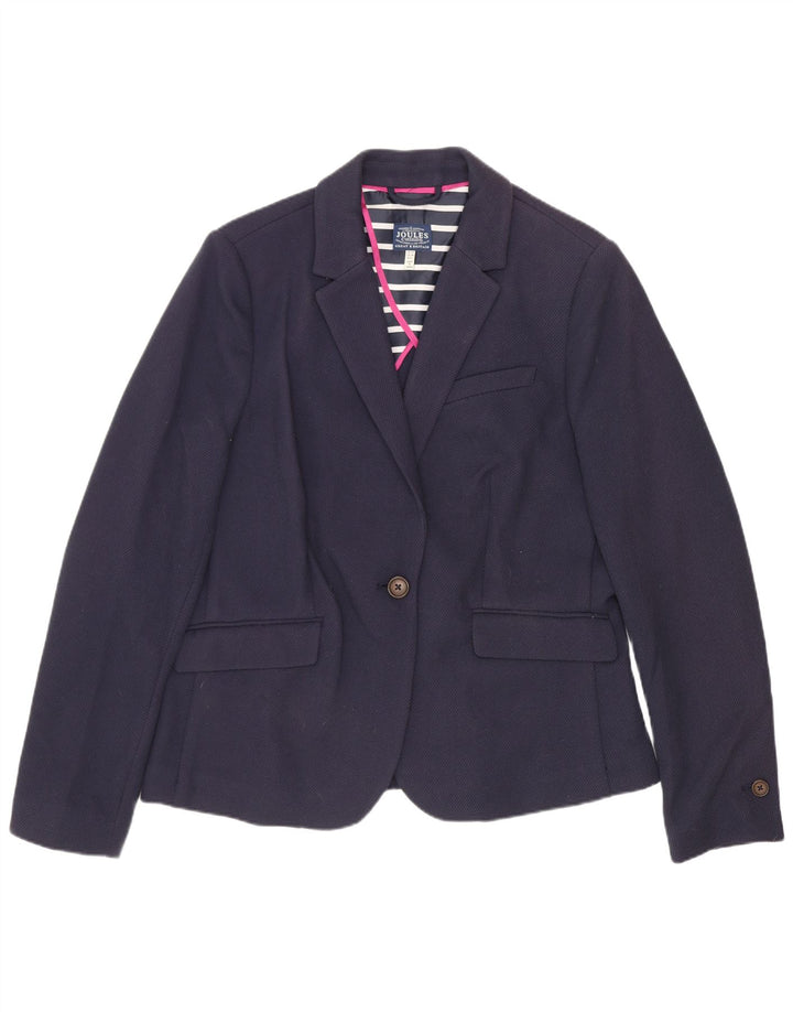 Joules Womens 1 Button Blazer Jacket UK 14 Medium Navy Blue Polyester
