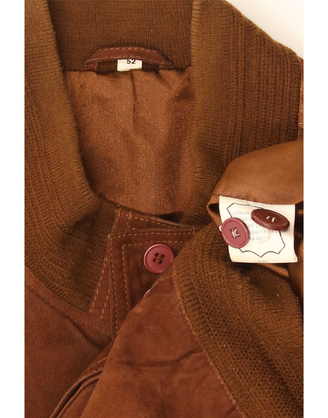 Vintage Mens Suede Bomber Jacket IT 52 XL Brown Leather