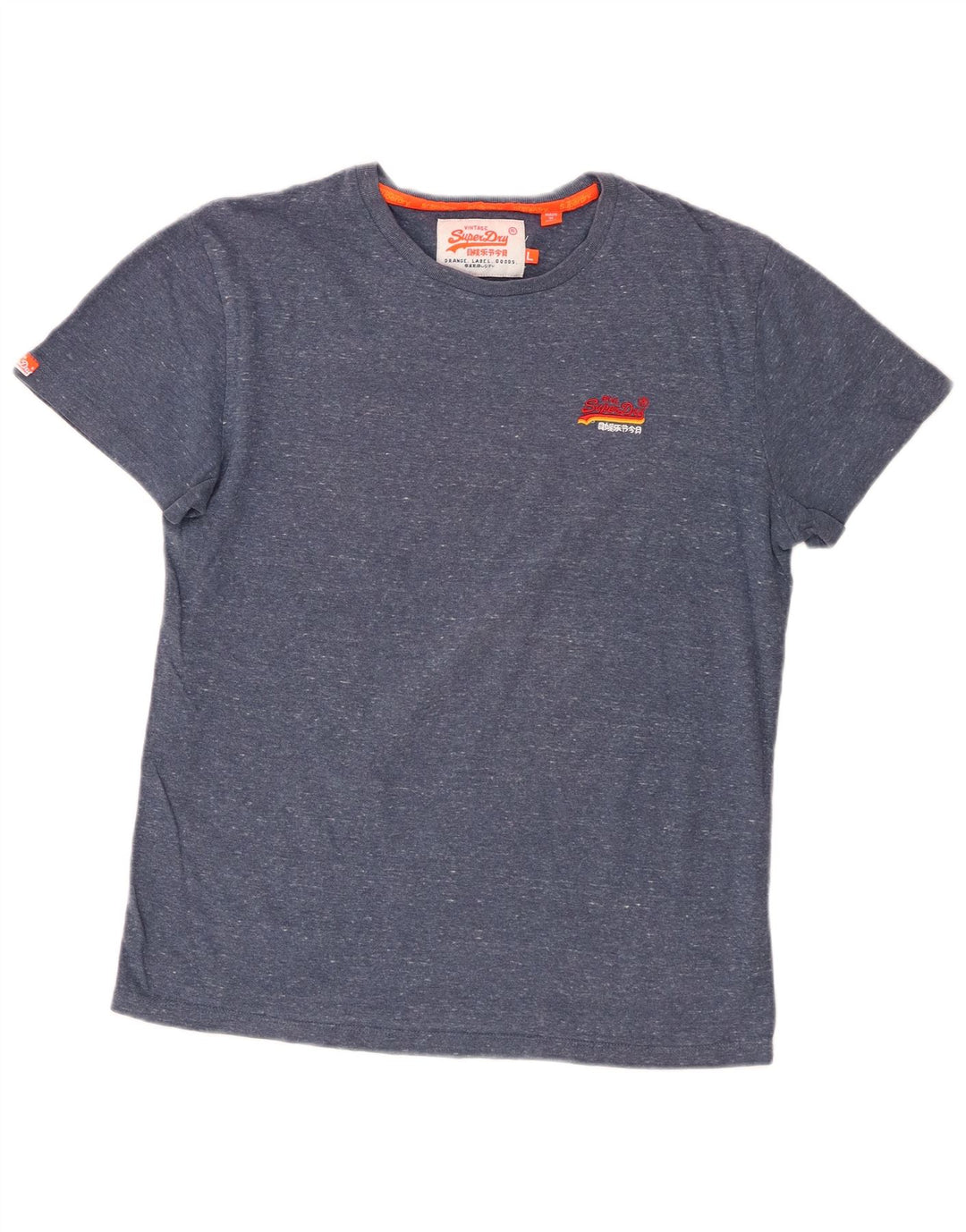 Superdry Mens T-Shirt Top Large Blue Flecked Cotton