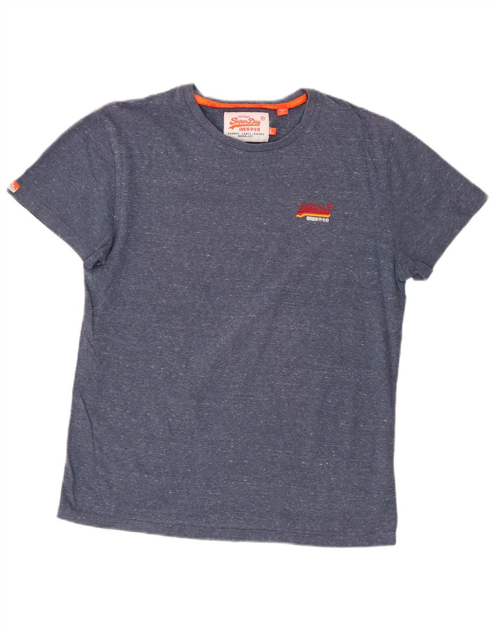 Superdry Mens T-Shirt Top Large Blue Flecked Cotton