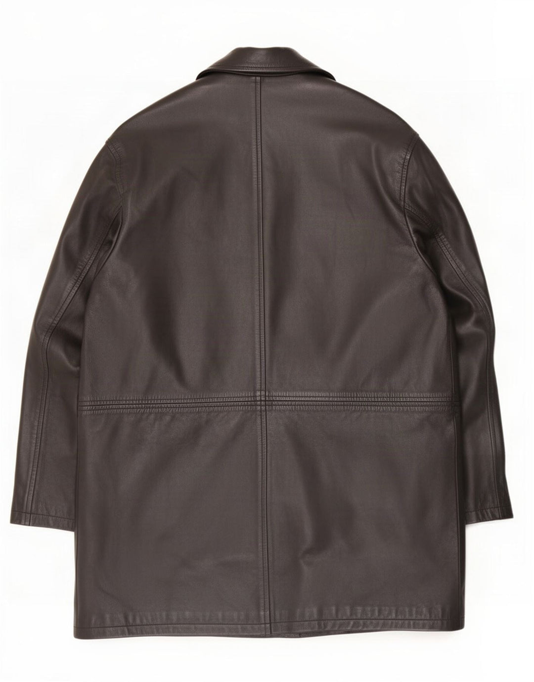 Zara Mens Leather Coat UK 42 XL Black