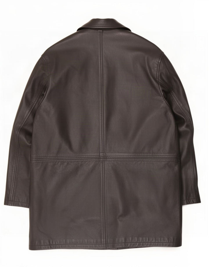 Zara Mens Leather Coat UK 42 XL Black