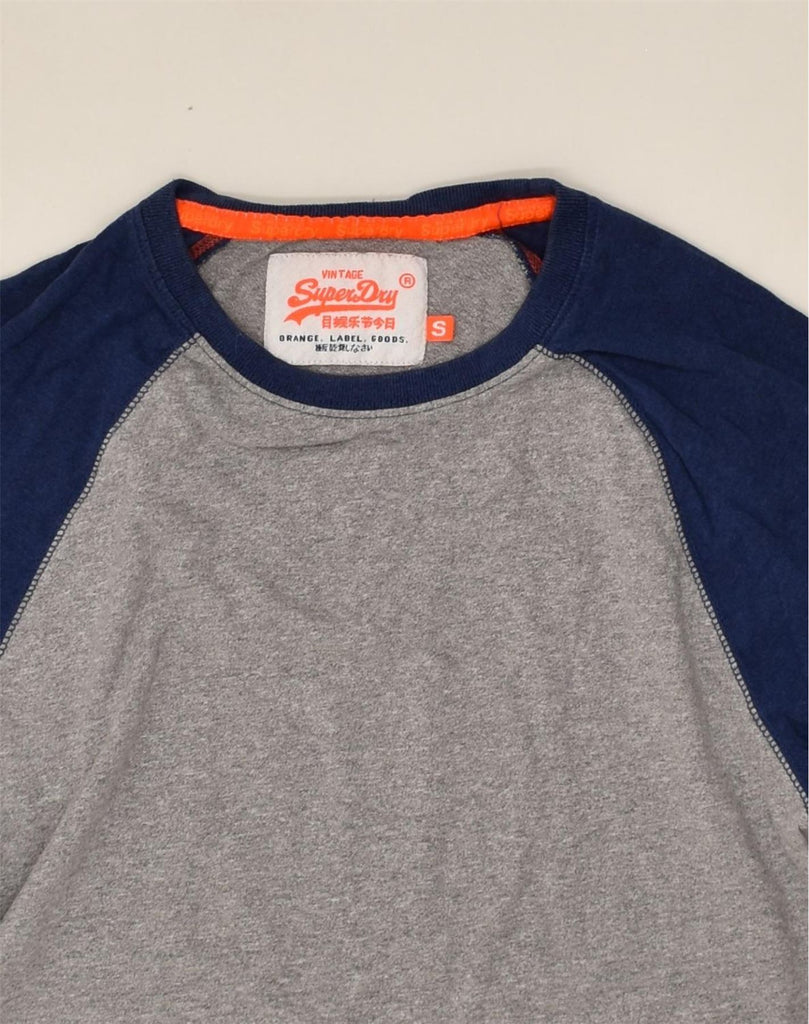 SUPERDRY Mens Top Long Sleeve Small Grey Colourblock Cotton | Vintage Superdry | Thrift | Second-Hand Superdry | Used Clothing | Messina Hembry 