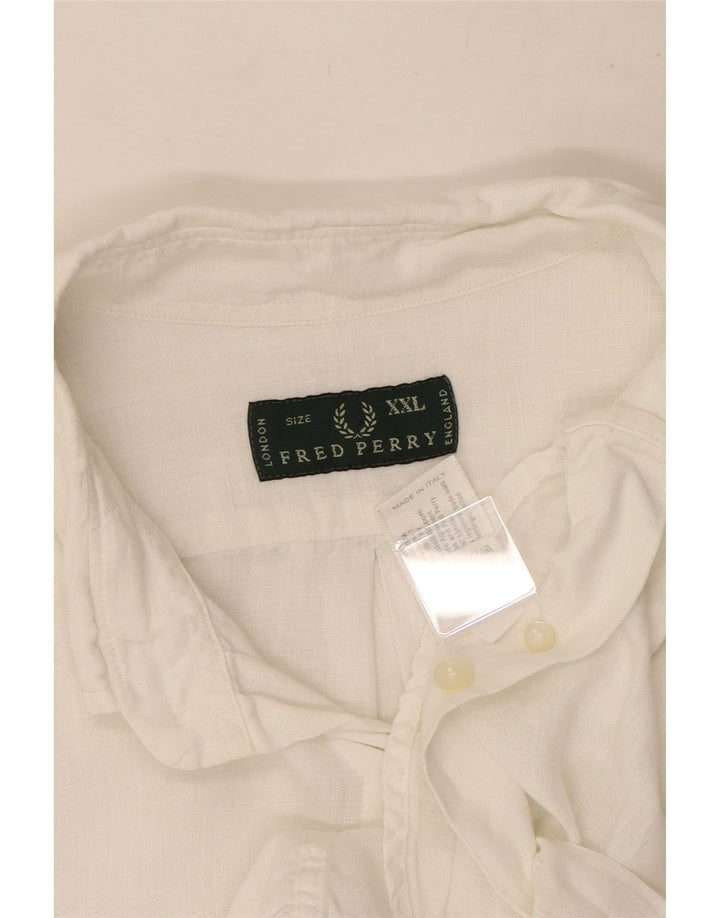 Fred Perry Mens Shirt 2XL White Linen